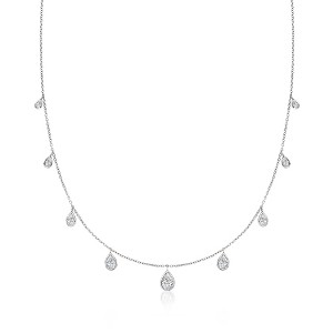 Ross-Simons 2.30 ct. t.w. CZ Station Necklace in Sterling Silver Size 18 - 1 of 3