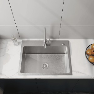 Resenkos 24in Stainless Steel Washing Sink w/ Faucet Hoses And Drain Head Only(Update), All-Sided Silence Pads, Steel, Silver - 1 of 4