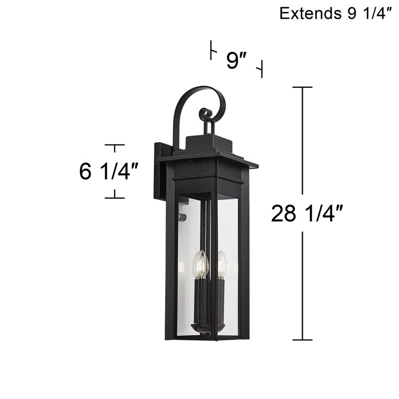 Franklin Iron Works Bransford 28 1/4" High Farmhouse Rustic Outdoor Wall Light Fixture Mount Porch House Scroll Black-Specked Gray Metal Glass Shade, 4 of 9