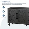 SEVOBAL Utility Storage Cabinets Carved Flower Door Large Storage Cabinet with Metal Handles, Black, 62.99"*15.75"*32" - 3 of 4
