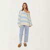 Anna-Kaci Women’s Oversized Striped Knit Sweater with Soft Chunky Texture Slouchy Off-Shoulder Fit and Drop-Sleeve Silhouette - 3 of 4