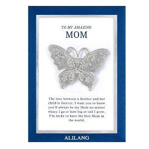 Anna-Kaci Clear Silver Butterfly Crystal Rhinestone Brooch Pin with Family or Friend Gift Message Card & Envelope Jewelry Gifts - 1 of 4