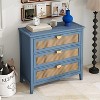 HDZNVF 3 Drawer Dressers, Natural Rattan, Blue - 3 of 4