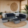 YOOCOZZ 6-Piece Outdoor Patio Wicker Rattan Sectional Sofa Set & Conversation Set with Space Saving Design - Grey+Black - 3 of 4