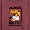Women's - Disney - Coffee And My Dog Lightweight French Terry Wide Neck Long Sleeve Shirt - 2 of 4
