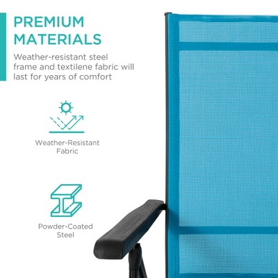 Sky Blue Adjustable Outdoor Chaise Lounge Chairs with Steel Frame
