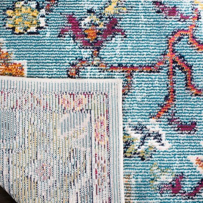 Teal and Orange Medallion Synthetic Runner Rug
