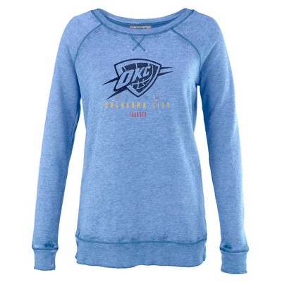 NBA Oklahoma City Thunder Women's Ombre Arch Print Burnout Crew Neck Fleece  Sweatshirt - S