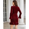 Coolmee Womens Velvet Bodycon Mini Dress Long Sleeve Wrap V Neck Ruffle Hem Fall Winter Cocktail Party Dresses - 4 of 4