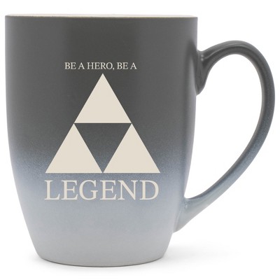 100 North Three Scales 10 Ounce Gray and White Two Toned Ombre, Comfortably Fits Your Hands, Ceramic Tea Coffee Cup Mug, Be A Hero, Be A Legend