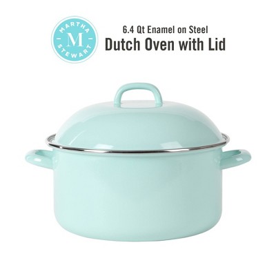 Martha Blue 6.4-Quart Enamel Steel Dutch Oven with Lid
