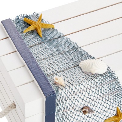 Nautical White and Blue MDF Rectangular Jewelry Boxes Set