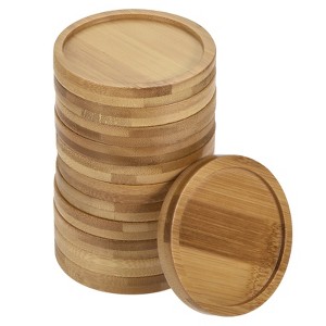 Unique Bargains Indoor Round Bamboo Planter Saucer Drip Tray Plant Drainage Trays 12 Pcs - 1 of 4