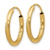 Black Bow Jewelry 2mm x 13mm 14k Yellow Gold Satin Diamond-Cut Endless Hoop Earrings - 2 of 4