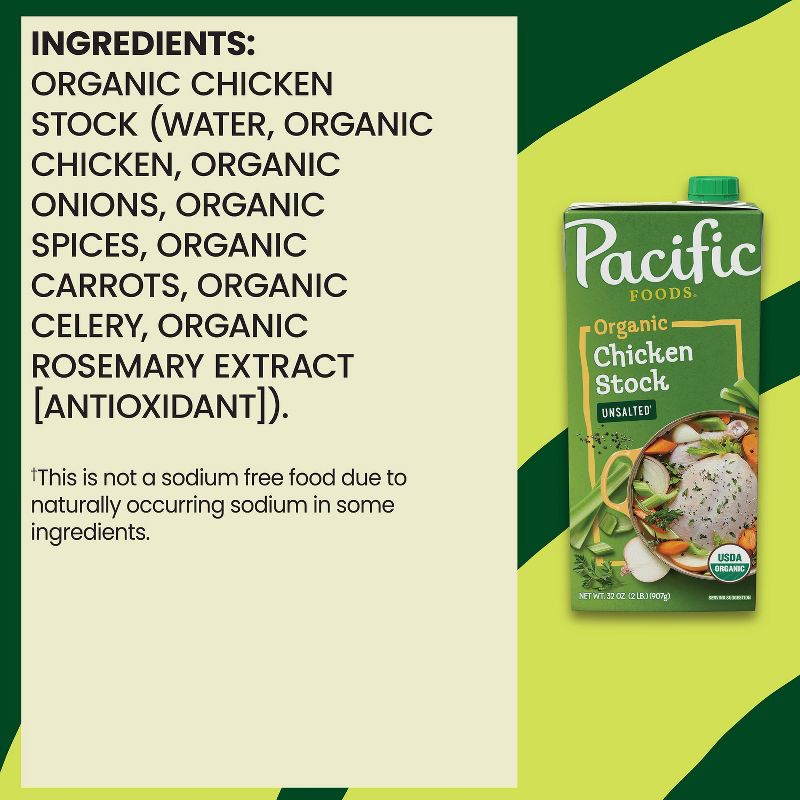 Pacific Foods Gluten Free Organic Unsalted Chicken Stock - 32oz, 4 of 11