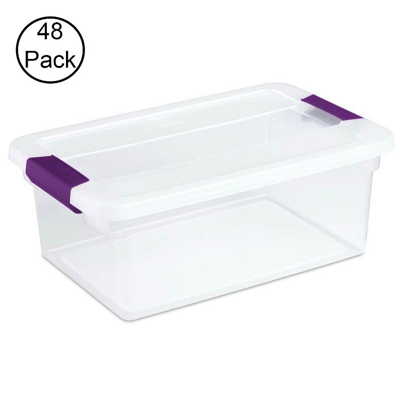 Sterilite 15 Qt ClearView Latch Storage Box Stackable Bin with Latching Lid, Plastic Container to Organize Shoes in Closet, Clear Base, Lid, 48-Pack, 2 of 7