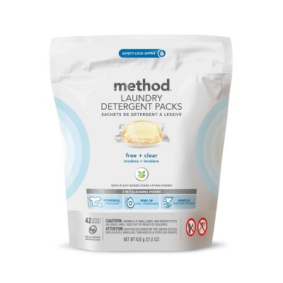 Method Free + Clear Laundry Detergent Packs - 42ct