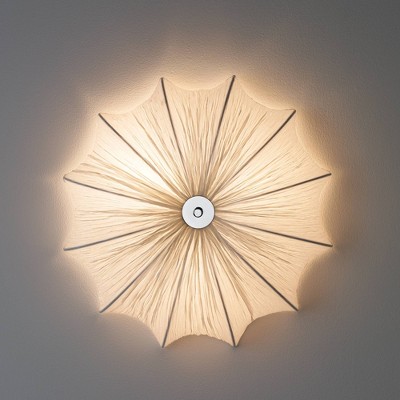 Contemporary 21" Chrome Flush Mount Ceiling Light with Ivory Fabric Bowl