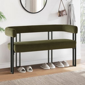 Velvet Upholstered Bench Ottoman For Bed Room,49 Inch Bench For Dining Table,Entryway Bench With Metal Legs End Of Bed Bench -Tanpinhause - 1 of 4