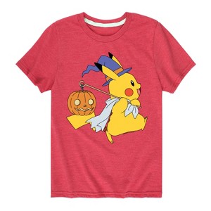 Boys' - Pokémon - Pikachu Halloween Witch and Pumpkin Short Sleeve Graphic T-Shirt - 1 of 4
