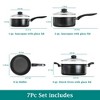 Angel Sar 7-Piece Nonstick Aluminum Cookware Set, Black Pots and Pans with Glass Lids, Dishwasher Safe Kitchen Cookware Set - 2 of 4