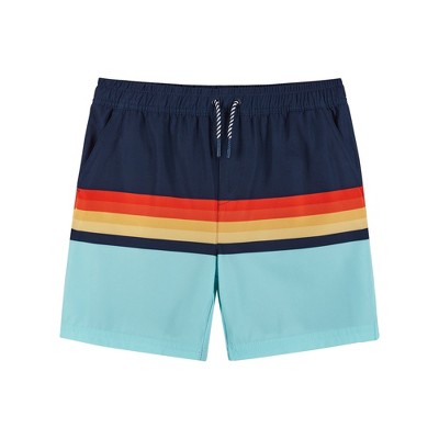 Andy & Evan  Kids  Multi Stripe Boardshort w/Built-In Comfort Stretch Short Liner