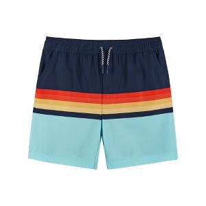 Andy & Evan  Kids  Multi Stripe Boardshort w/Built-In Comfort Stretch Short Liner - 1 of 3