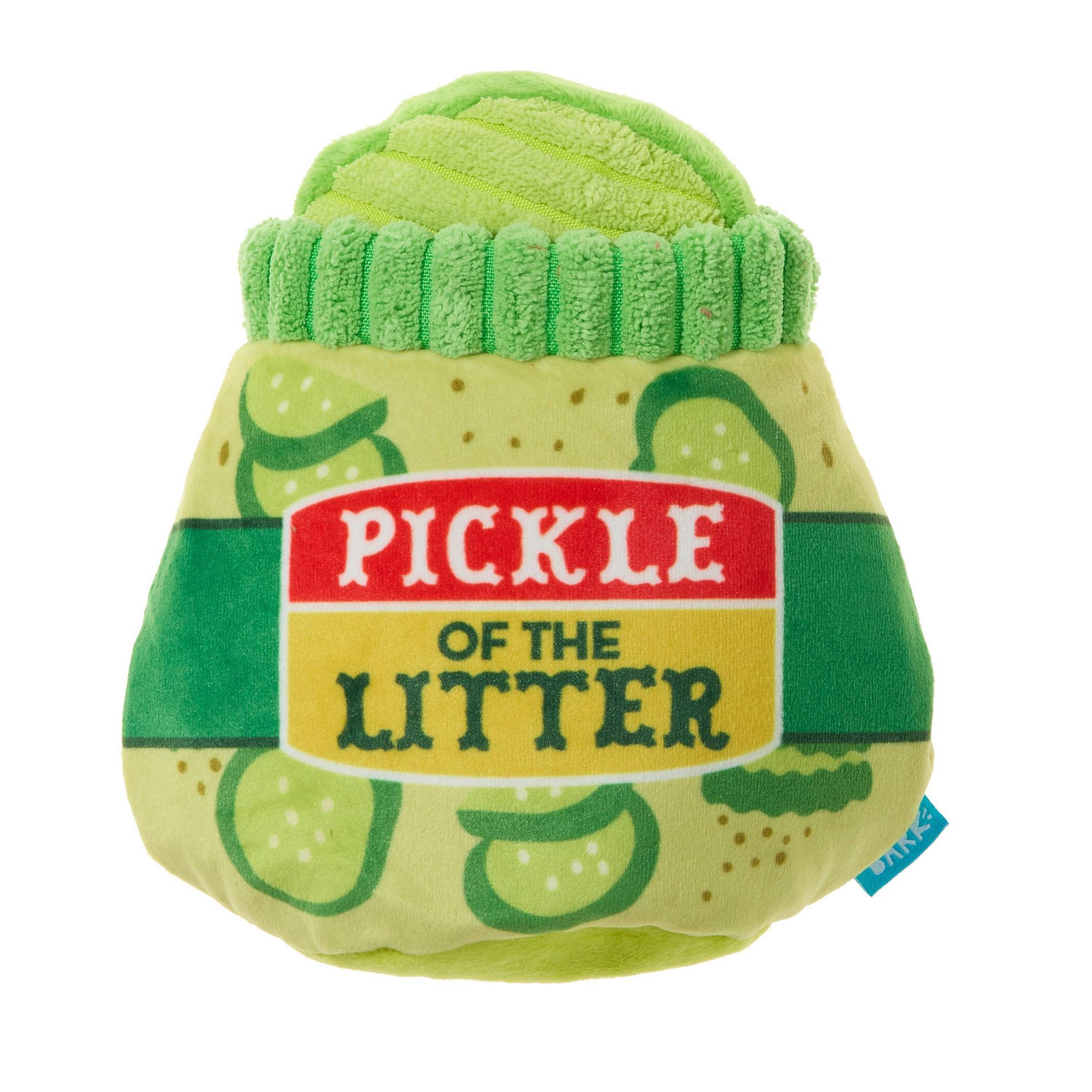 BARK Pickle Dog Toy - Pickle of the Litter: Holds Treats, Squeaks, Plush Food Shaped, Small to Medium Breeds