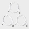 6' Lightning to USB-A Charging Cables 3pk - dealworthy™ White - 2 of 3