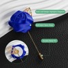Unique Bargains Wedding Groom Suit Ribbon Rose Flower Lapel Pin with Gold Leaf 1 Pc - 2 of 4