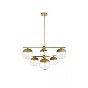 Elegant Lighting Eclipse 6 Lights Brass Pendant With Clear Glass - 1 of 4