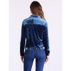 Allegra K Women's Velvet Button Up Long Sleeve Crop Jacket - 3 of 4