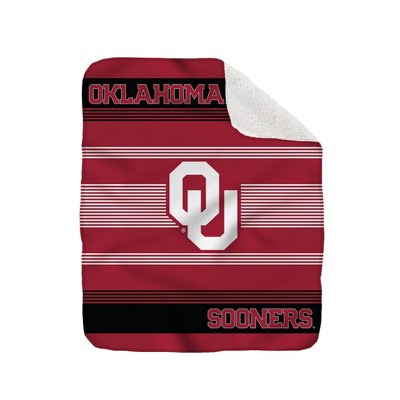 NCAA Oklahoma Sooners Silk Touch Sherpa Back Team Stripe Throw Blanket