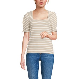 Lands' End Women's Puff Sleeve Mariner Square Neck Top - 1 of 3