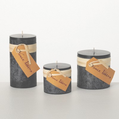 3", 4" & 6" Vance Kitira Black Timber Candle Set of 3