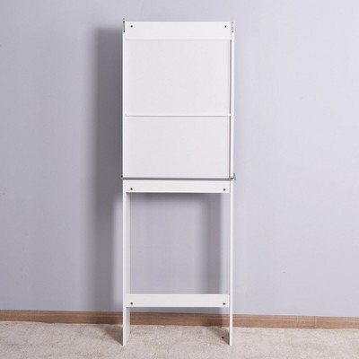 White Over-the-Toilet Wood Storage Cabinet with Adjustable Shelves