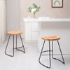 MH London Ember 24" Mid-Century Modern Saddle Counter Stool with Solid Wood Seat and Metal Base - 2 of 4