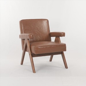 CAVINAS PU Leather Accent Chair with Inverted V-shaped Wooden Legs,Comfy Upholstered Living Room Chairs,Reading Chairs for Living Room - 1 of 4