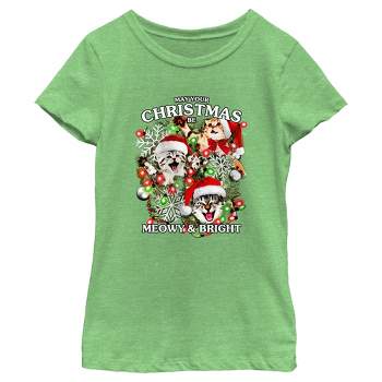 Girl's Lost Gods Meowy and Bright Christmas T-Shirt