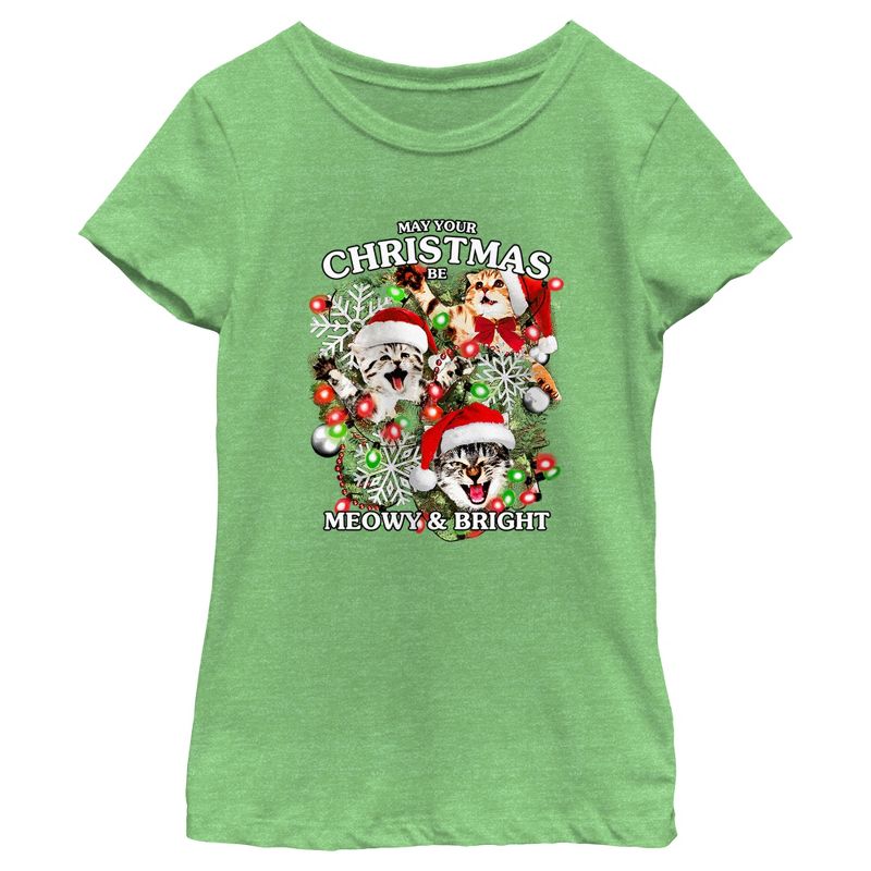 Girl's Lost Gods Meowy and Bright Christmas T-Shirt, 1 of 5