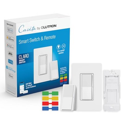 Lutron Claro Smart Switch 3-Way Kit  (Hub Required) | Neutral Wire Required | DVRF-PKG1S-WH | White