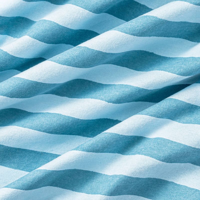 Flannel Fitted Crib Sheet - Blue Stripes - Cloud Island&#8482;, 4 of 6
