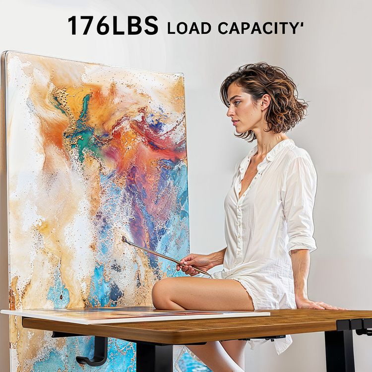 ErGear Height Adjustable Electric Standing Desk, 63 x 28 Inches Sit Stand up Desk, Large Memory Computer Home Office Desk with Two-Piece Desktop, 5 of 8