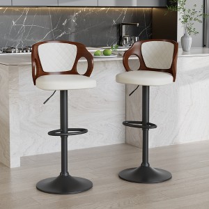 VECELO Swivel Bar Stools Height Adjustable Wooden Barstools, Set of 2 Seats - 1 of 4