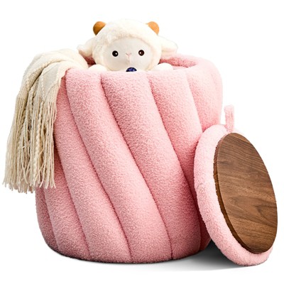 KTMBDW Ottoman with Storage Round Vanity Stool Ottomans Foot Rest for Makeup Room Upholstered Padded Seat Foot Stool for Living Room, Entryway,Bedroom