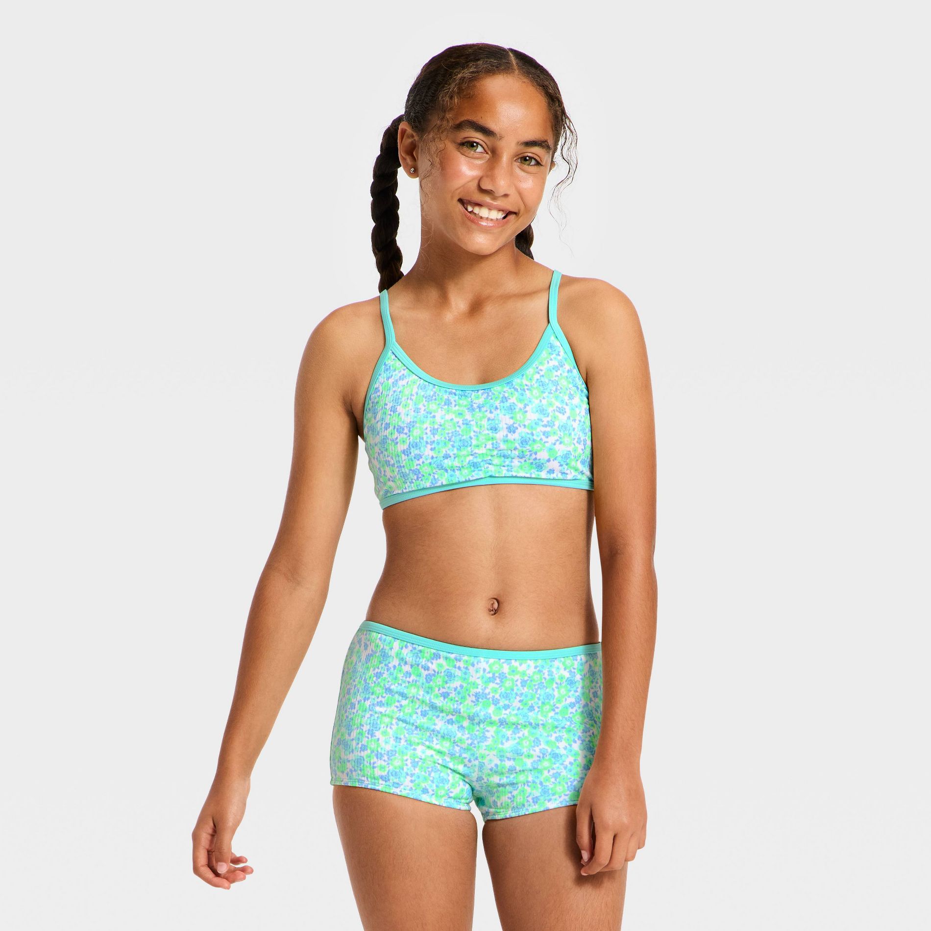 Girls' Vibrant Meadow Bikini Set - art class™ Blue