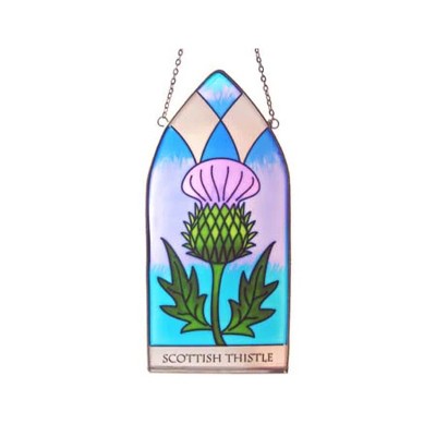 Slickblue Gothic Stained Glass Panel – 7.8" Hanging Decor Featuring Celtic, Scottish & Welsh Heritage Designs