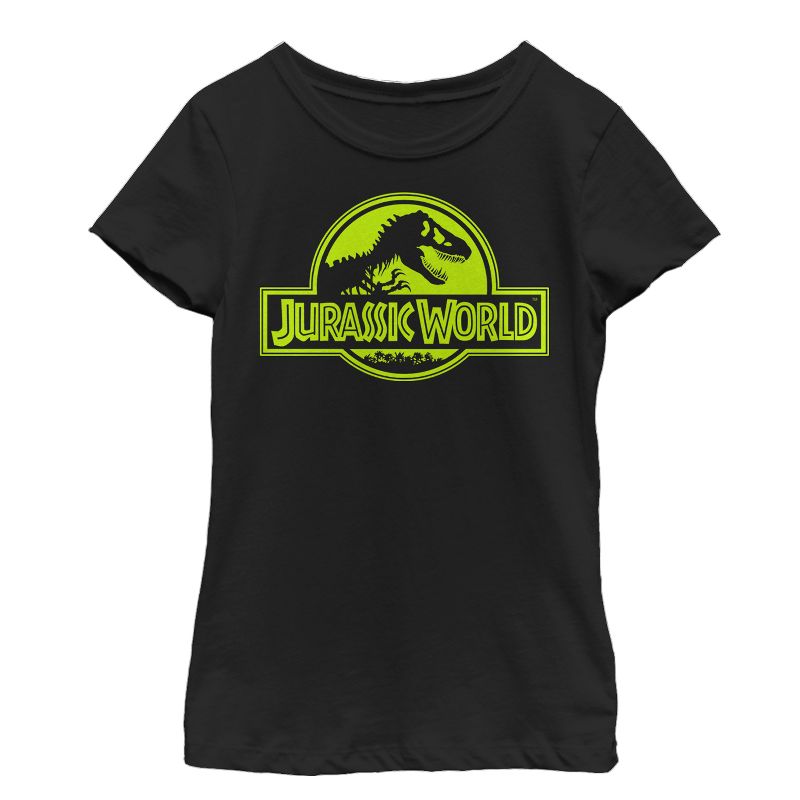 Girl's Jurassic World Retro T. Rex Logo T-Shirt, 1 of 4