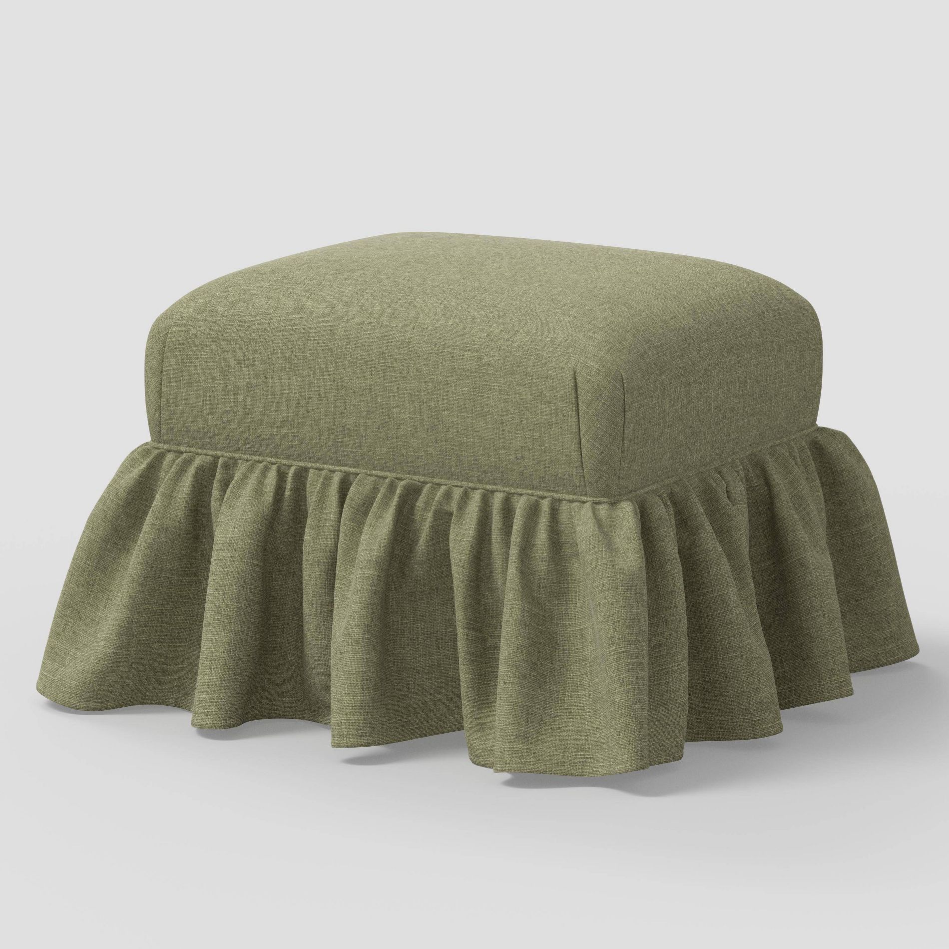 Ruffle Skirt Ottoman Textured Linen Laurel - Threshold™ designed with Studio McGee
