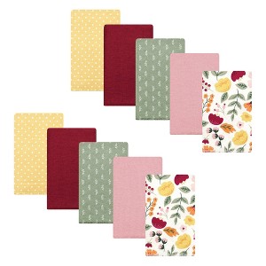Hudson Baby Infant Girl Cotton Flannel Burp Cloths, Fall Botanical, One Size - 1 of 4